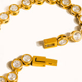 Amity 18K Gold Non-Tarnish Round Rhinestone Bracelet