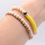 Wood Beaded Teacher stretch Bracelet set on THANK YOU Card