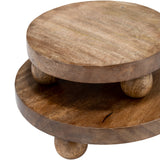 Trays Set of 2 - Brown Mango Wood Round Risers, 8/10 in.