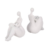 Resin Abstract Sitting Ladies Bookends Set - White, 6 in.
