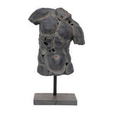 Gray 25x15 in. Resin Modern Cracked Torso Sculpture