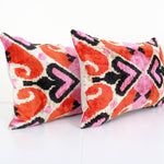 Pink Silk Ikat Velvet Pillow