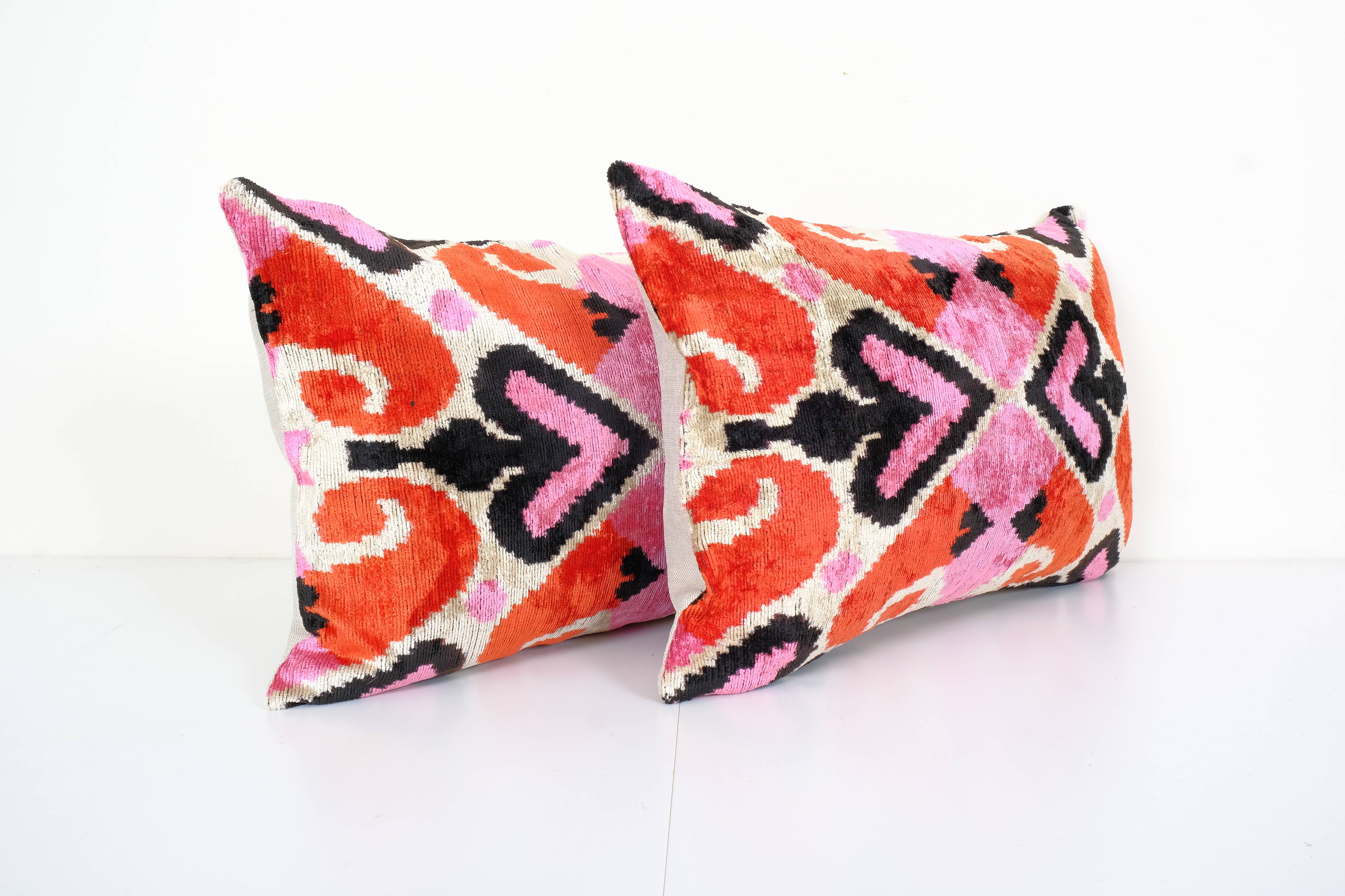 Pink Silk Ikat Velvet Pillow