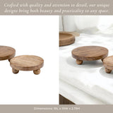 Trays Set of 2 - Brown Mango Wood Round Risers, 8/10 in.