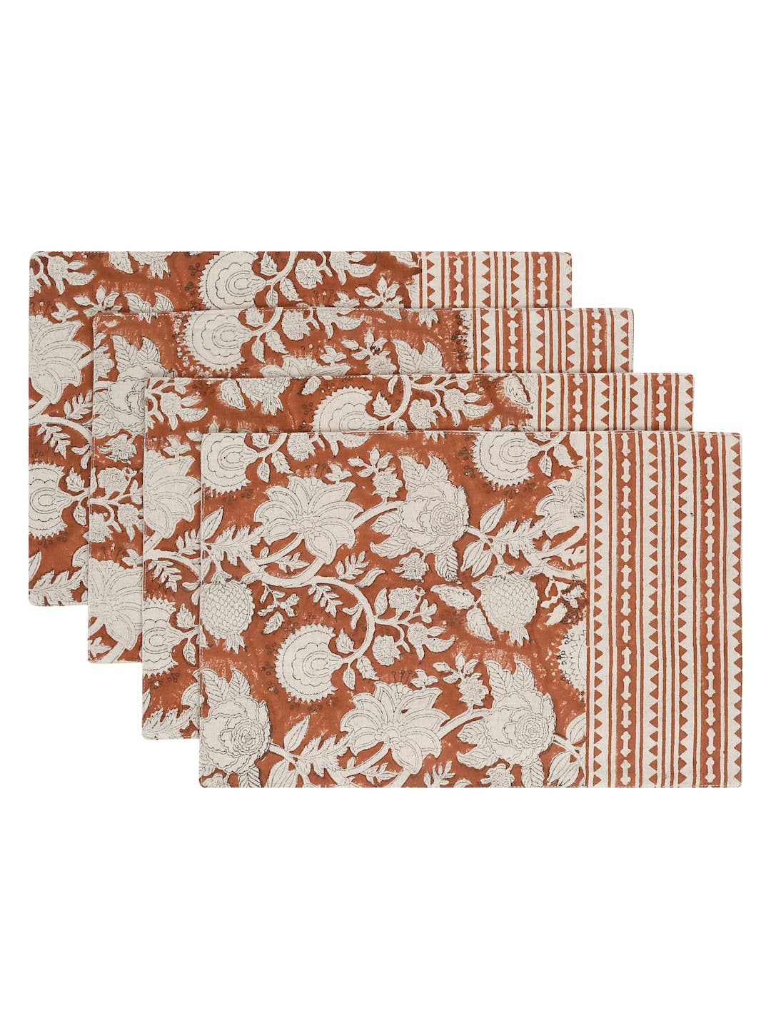 Set of 4 Amber Hand Block Printed Placemats| Gift for her