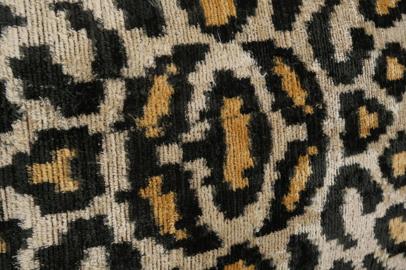 Leopard Ikat Velvet Pillow, Silk Lumbar Cushion Cover, Boho