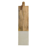 Wooden cutting board with a handle on a white background