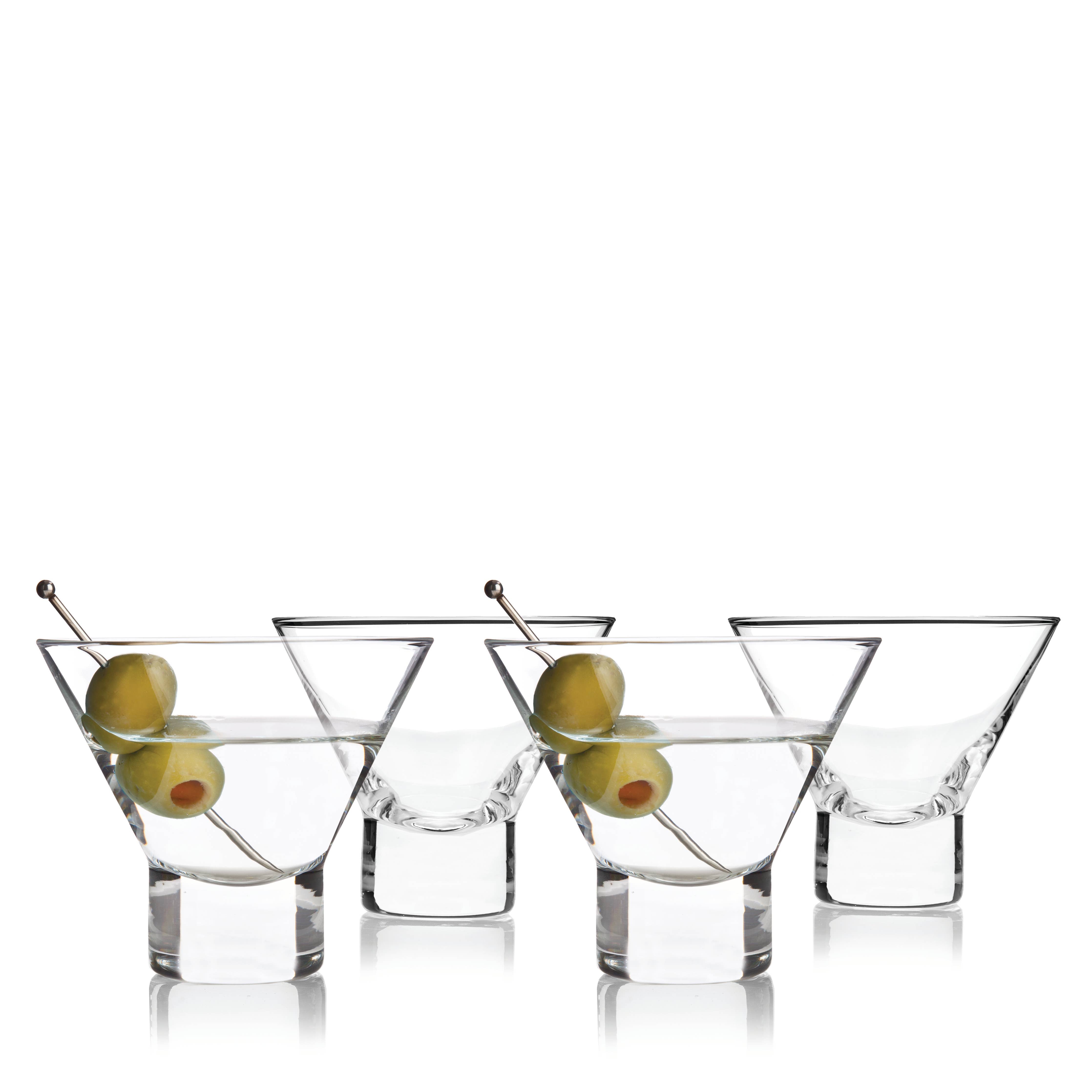 Raye™ Heavy-Base Stemless Crystal Martini Glasses - Set of 4