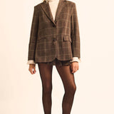 Plaid Oversized Two-Button Blazer Jacket