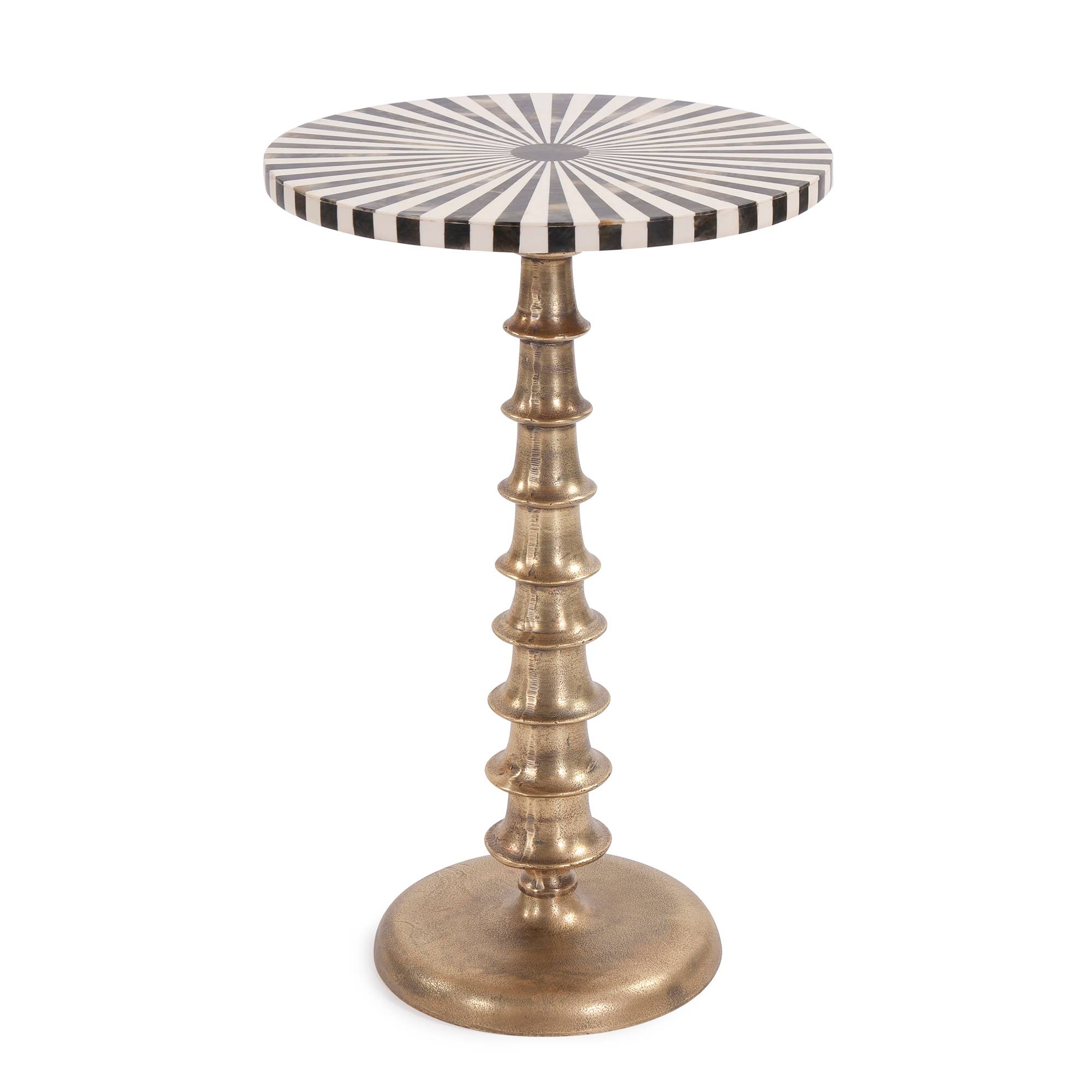 Antique Brass with Bone Top Martini Table