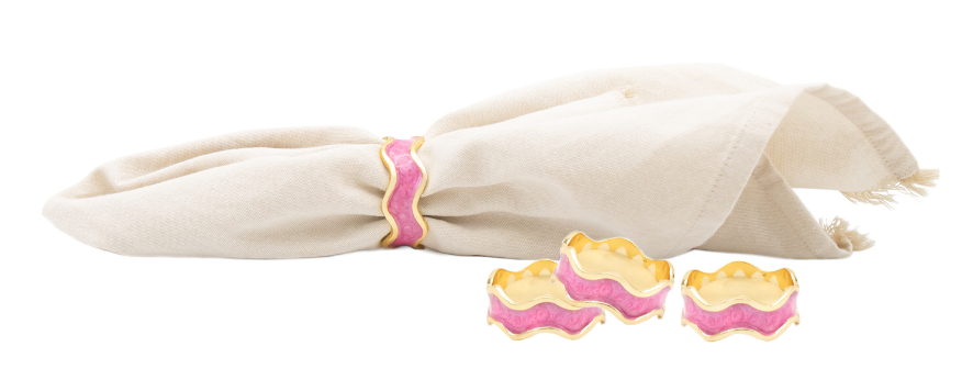 S/4 Pink Swirl Napkin Rings