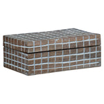 Fritz Hand Carved Plaid 6x4 Lidded Deco Wood Storage Box