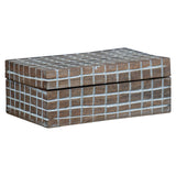 Fritz Hand Carved Plaid 6x4 Lidded Deco Wood Storage Box
