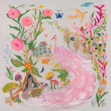 Ethereal Pink Peacock Stretched Canvas