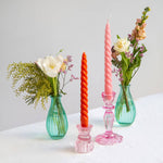 Orange or Pink Spiral Dinner Candles | set of 2