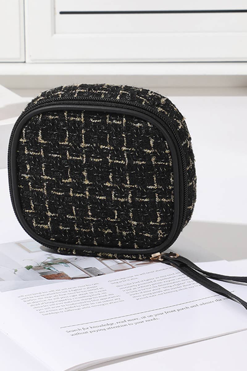 ....SI-26554 Plaid Tweed Cosmetic Makeup Travel Case
