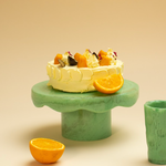 Scallop Resin Cake stand, Green- 9.5x4.5 Inches