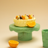 Scallop Resin Cake stand, Green- 9.5x4.5 Inches