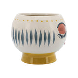 Decorative Planter - Ivory/Yellow Ceramic Artsy Face, 7 in.