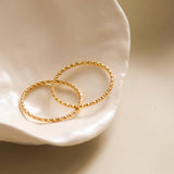 18K Non-Tarnish Minimalist Thin Braided Ring