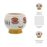Decorative Planter - Ivory/Yellow Ceramic Artsy Face, 7 in.