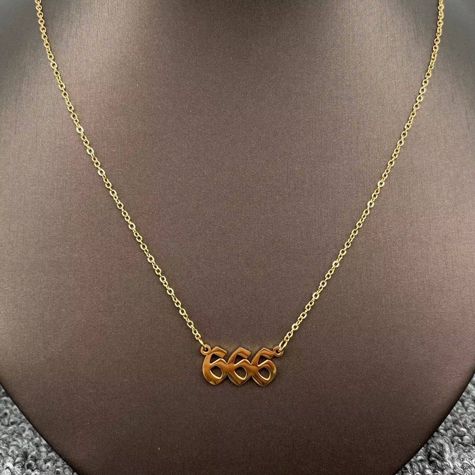Lucky Numbers 18K Gold Plated Stainless Steel Necklace - FGS