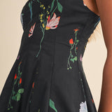 ID10301 FLORAL PRINTED SLEEVELESS FLARED MAXI DRESS