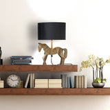 17.75"H Gold Origami Horse Base Table Lamp with Drum Shade