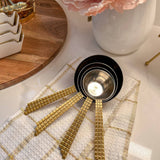 S/4 Measuring Spoons with Mosaic Design Gold Handle