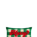 "MERRY" PLAID PILLOW,GREEN