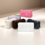 "...._ Vegan Leather Woven Crossbody Waist Bag
