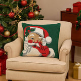 Loop Tufted Santa Claus Green 17" Throw Pillow