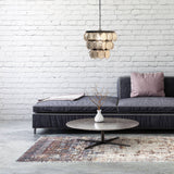 17"W Sabrina Glam Black, Gold, and Silver Drum Shade Pendant