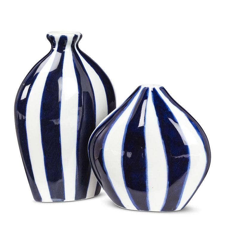 Sm Flat Striped Bud Vase-4"H