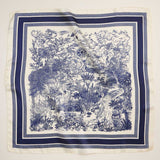 Scenic Toile Printed Square Silky Satin Scarf