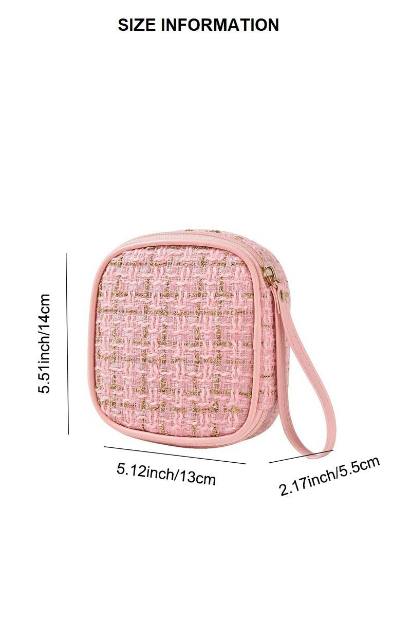 ....SI-26554 Plaid Tweed Cosmetic Makeup Travel Case