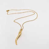 Horn -Shaped Charm Stainless Steel Gold-plated Necklace -FGS