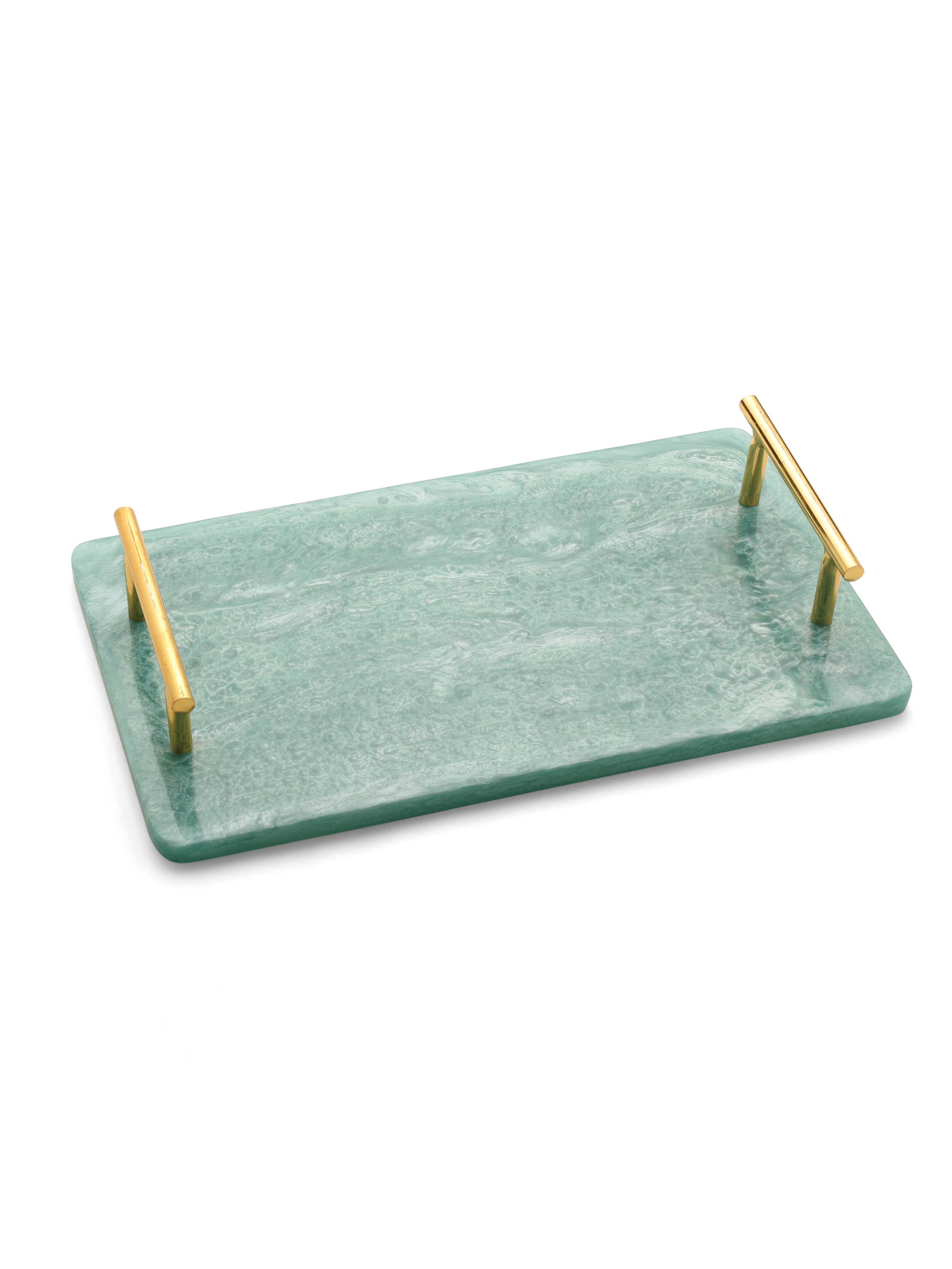 Blue Resin Serving Board with Handles
