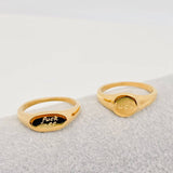 Geometric "fuck off"18K Gold Plated Stainless Steel Ring-FGS