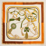 Equestrian Tassel and Buckle Square Silky Satin Scarf