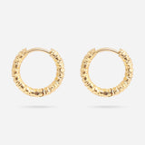18K Gold PVD Stainless Steel Textured Huggie Hoop Earrings / ERJ0012