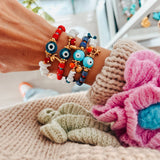 Summer bracelets with protection eye and semiprecious beads
