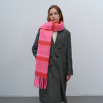 Color Block Striped Simple Tassel Knit Scarve DPS1311