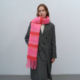 Color Block Striped Simple Tassel Knit Scarve DPS1311