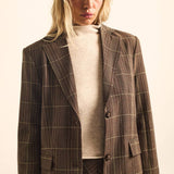 Plaid Oversized Two-Button Blazer Jacket