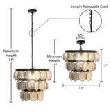 17"W Sabrina Glam Black, Gold, and Silver Drum Shade Pendant