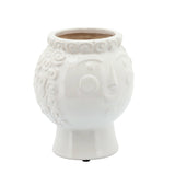 Decorative Planter - White Ceramic Grandma Face, 6 in.