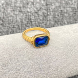 Inlaid Zircon Twisted Spiral 18K Gold Plated  Ring