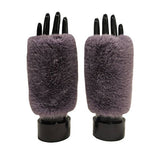 Fingerless faux fur mitten / glove with suede grip