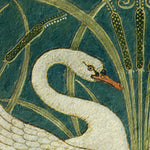 Two White Swans Vintage Wallpaper Print Behind Glass